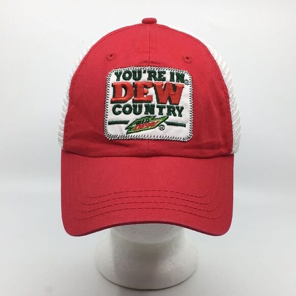 Mountain Dew “You’re in Dew Country” cotton blend and mesh red baseball cap - Picture 1 of 16